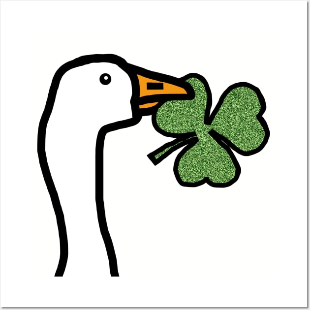 Portrait of a Gaming Goose Stealing a Shamrock Wall Art by ellenhenryart